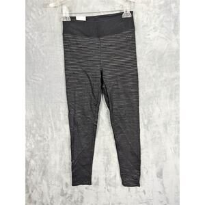 SO Leggings Womens Medium Black High Waisted Yoga Stretch Printed Striped Ankle